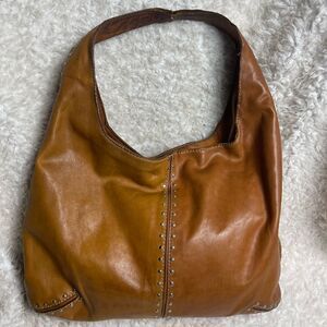 Michael Kors Vintage leather tan large hobo bag with gold tone studs accents